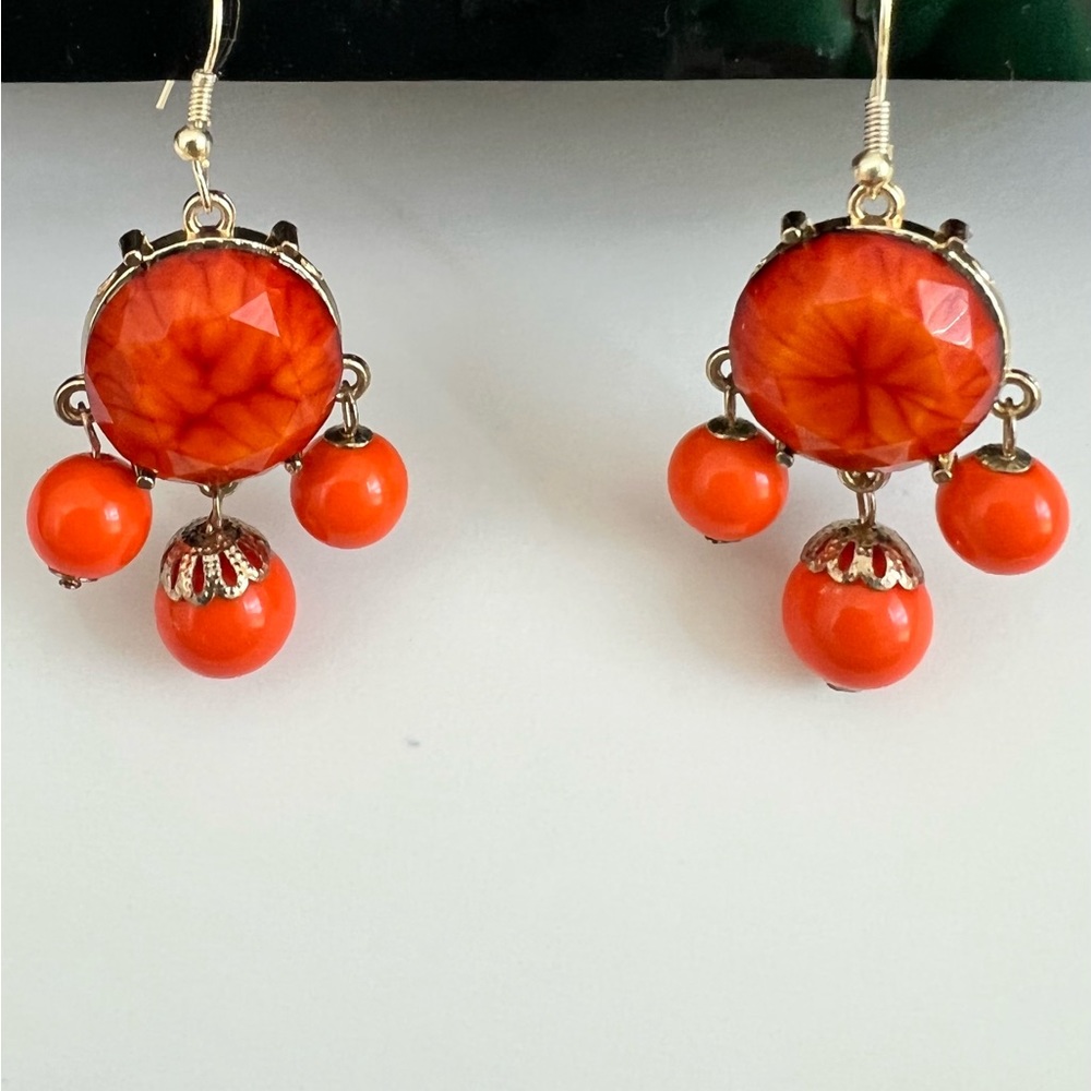 Orange vintage styled earrings